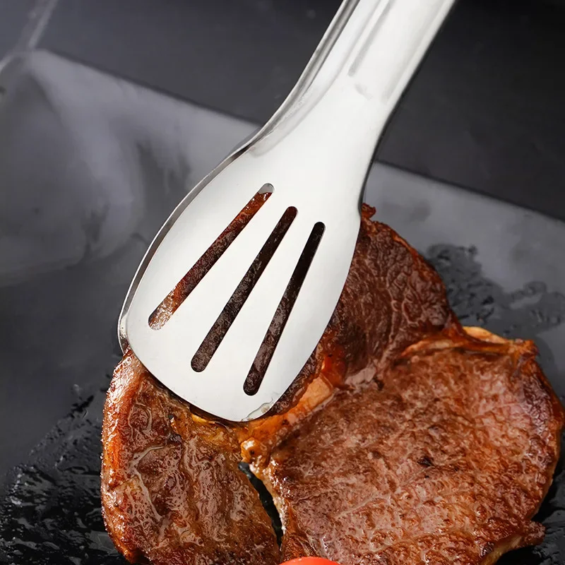 Description Picture 5 of item7/9/12inch BBQ Tongs Silicone Non-Slip Handle Stainless Steel Fried Barbecue Clip Salad Bread Clamp Kitchen Tools Meat Food Clip