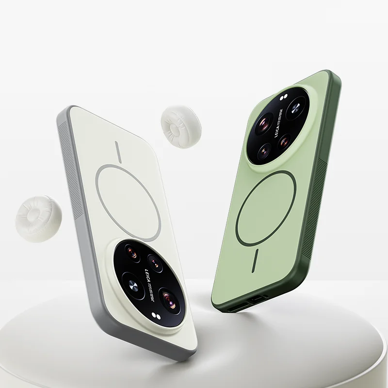 Dual-Color Magnetic Matte Back Cover with Metal Button - Skin Feel Finish