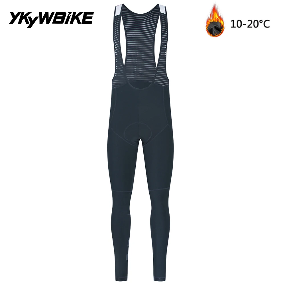 YKYWBIKE Men Cycling Tights & Pants Winter Thermal Fleece Warmth Bicycle Long Bib Pants Road Bike Tights Cycling Clothing cycling tights