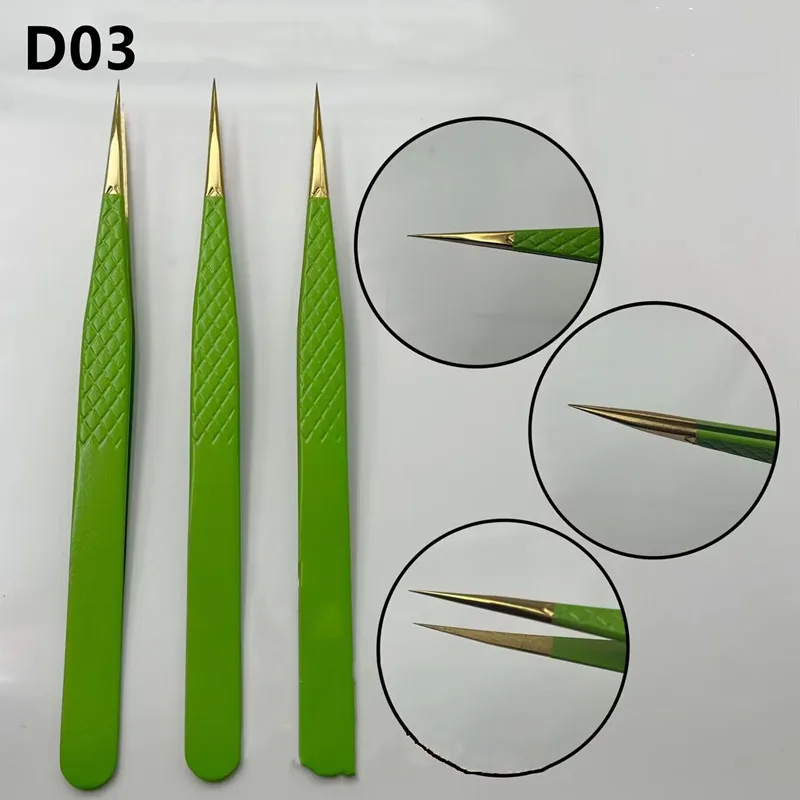 Lashes Tweezers Stainless Steel Eyelashes Tweezers Eyelash Extensions Green Eyebrow Removal Tweezers Precision Tweezers Eyebrow 4