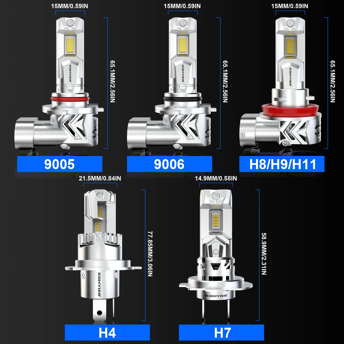 2Pcs LED Car Headlight H8 H11 Base Socket With Fan H7 H4 9005 9006 Adapter