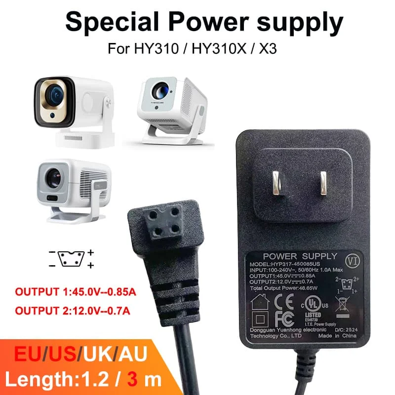 DITONG X3 projector 1.2m 3m Original extended power adapter DC cable extension Suitable for Magcubic HY310/HY310X Projector