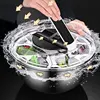 Salad Spinner Stainless Steel Manual Press Type Vegetable Spinner Multifunctional Home Vegetable Fruit Washer Drain Strainer 3