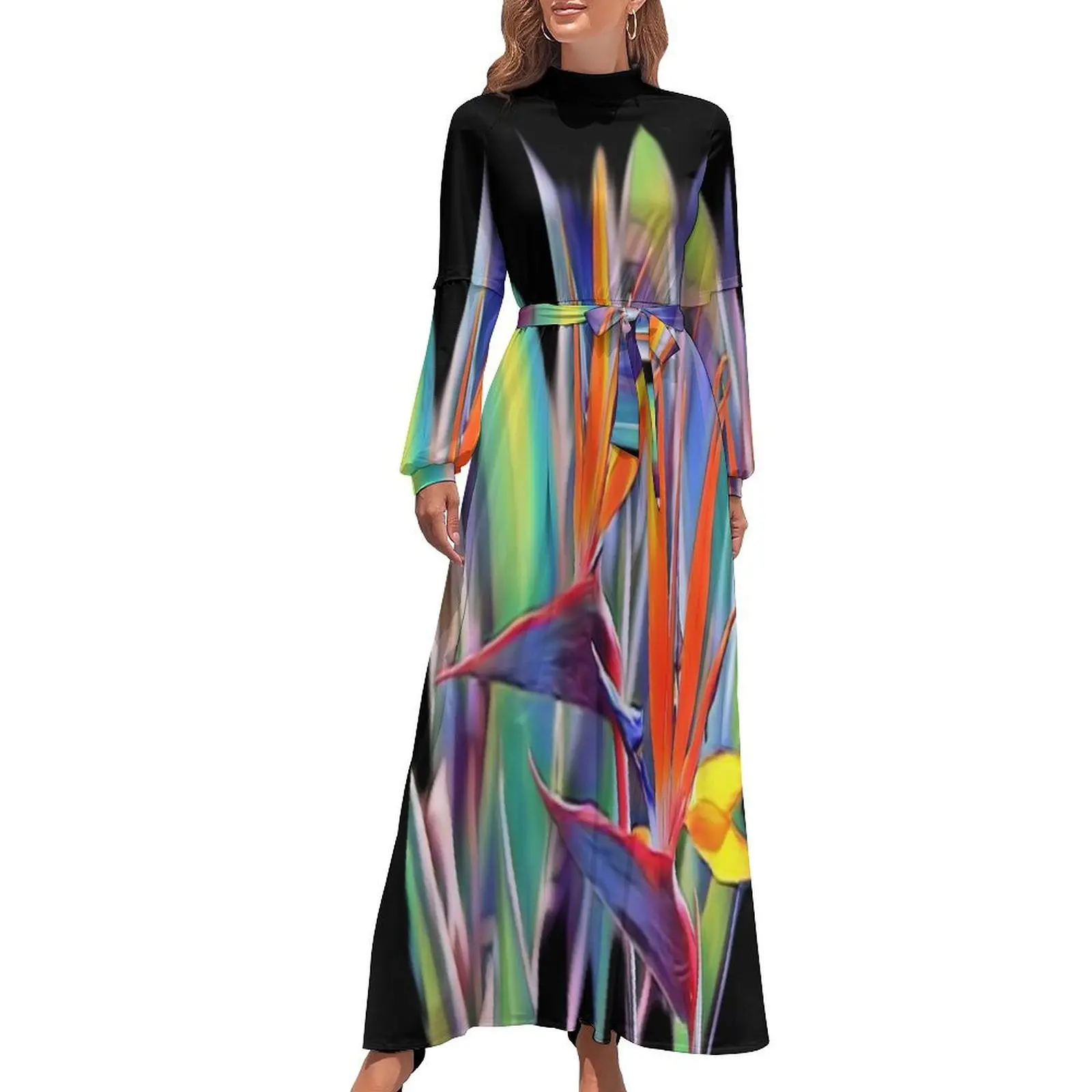 thumbnail image 1 of Vestido largo con estampado de pájaro del paraíso atrevido, vestido de verano para mujer 2024 Vestido de mujer, 1 of 5
