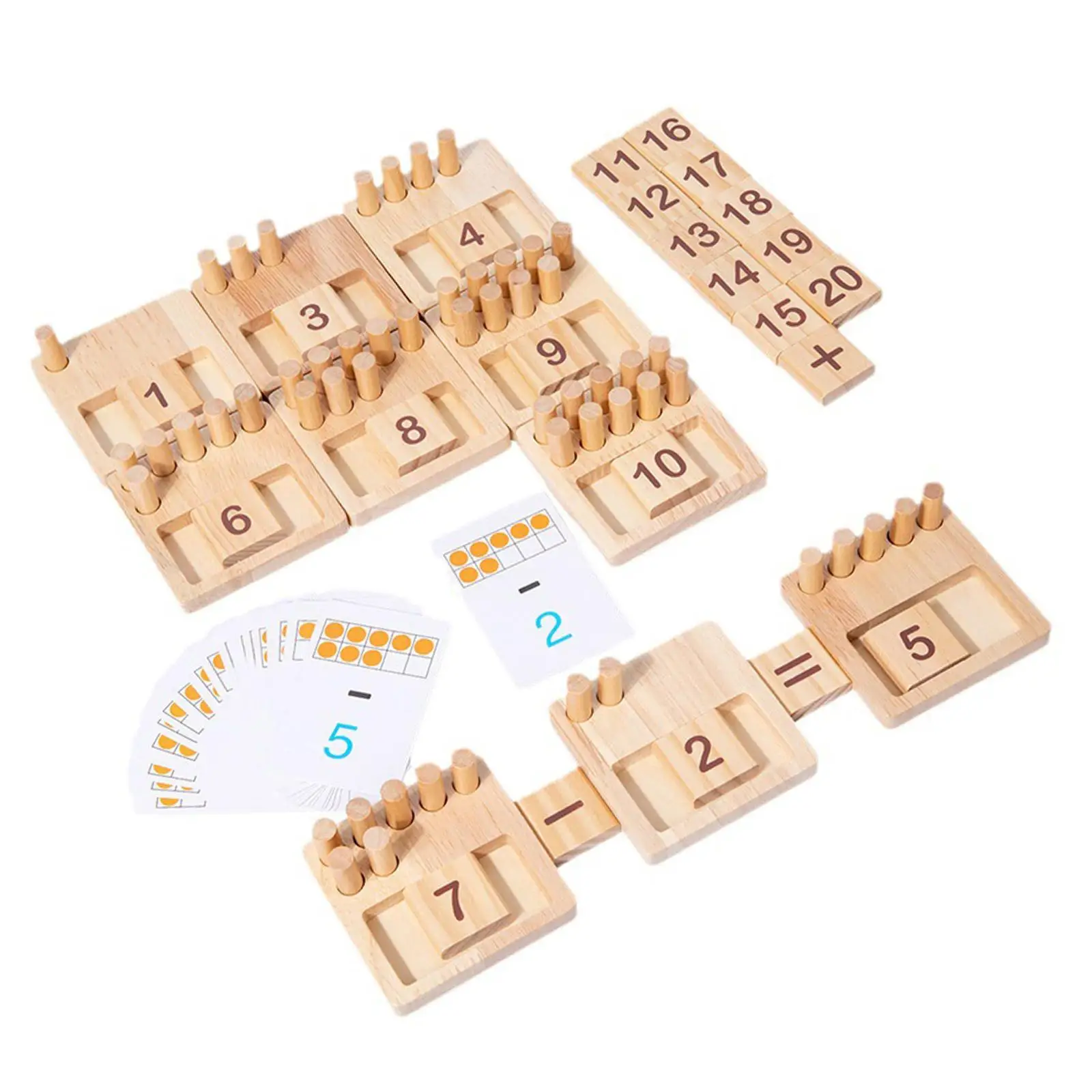 

Wooden Montessori Toys Educational Toy Mathematical Preschool Math Toy Wood Counting Rods with Cards for Children Birthday Gifts