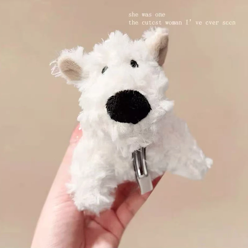 1 Stück süße weiße Hundehaarspange aus Plüsch für Herbst und Winter, seitliche Haarnadel, Dutt-Klauenklammer, Entenschnabel-Clip – Detail 9