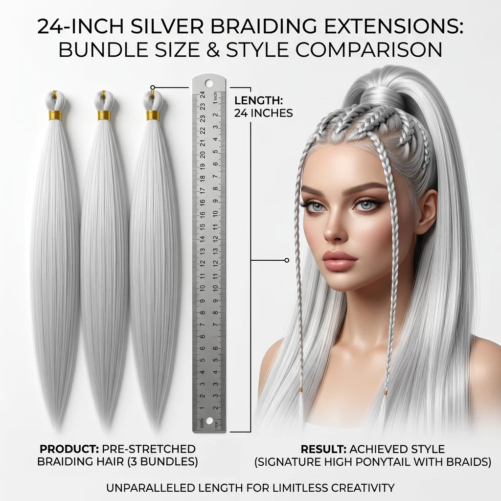 1 Bundles 24 Inch Silver Braiding Hair, Pre-Treated Weft Ends, for Fashion, Costume, and Face-Framing Hairstyles synthetic 2