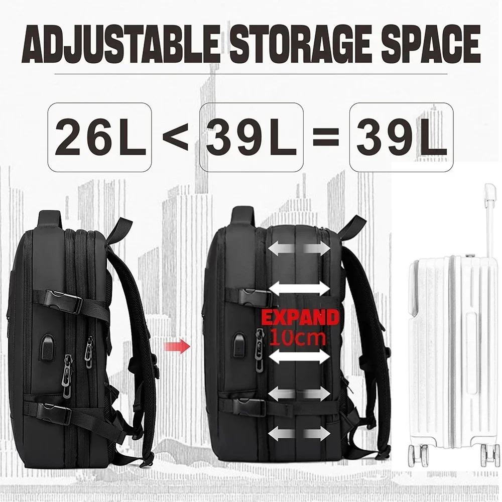 SWISS MILITARY Men Business Backpack Multifunctional Waterproof Backpack Large Capacity Expandable Laptop Backpack Travel bag