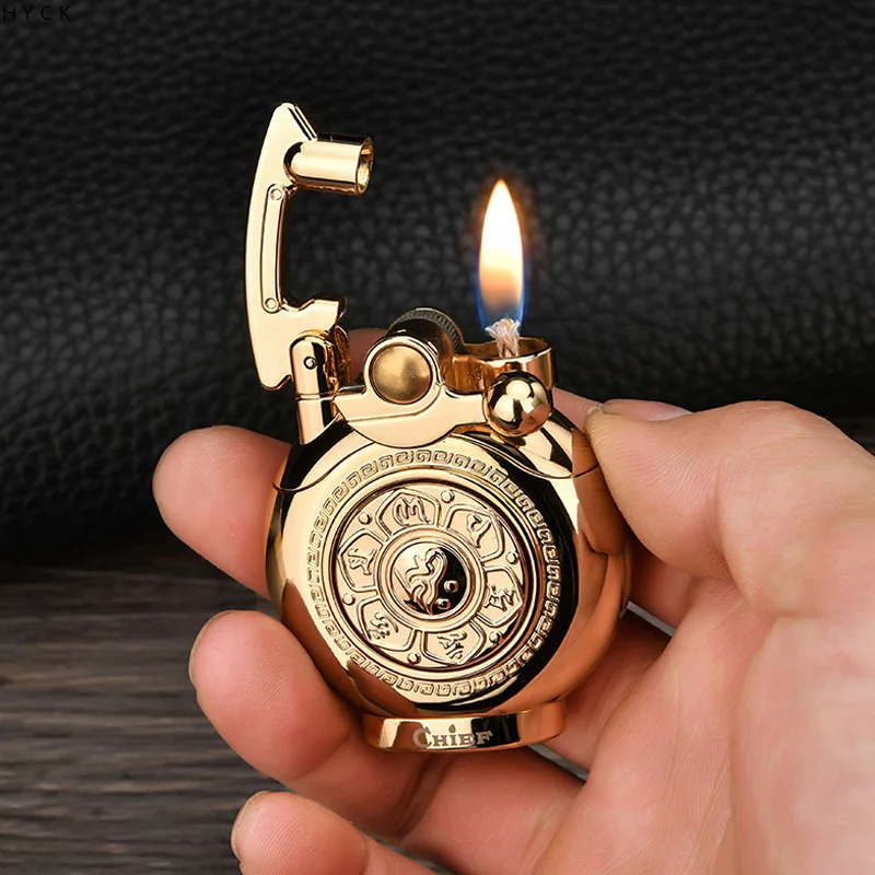 

Hot Windproof Direct Metal Inflatable Lighter Personalized Creative Cigar Cigarette Accessories Men's and Women's High-end Gifts