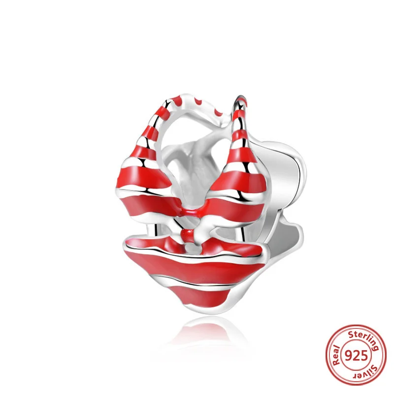 

Xiaojing 925 Sterling Silver Fashion Summer Bikini Swimwear Beads Charms Fit Original European Bracelets Jewelry Gift for Women