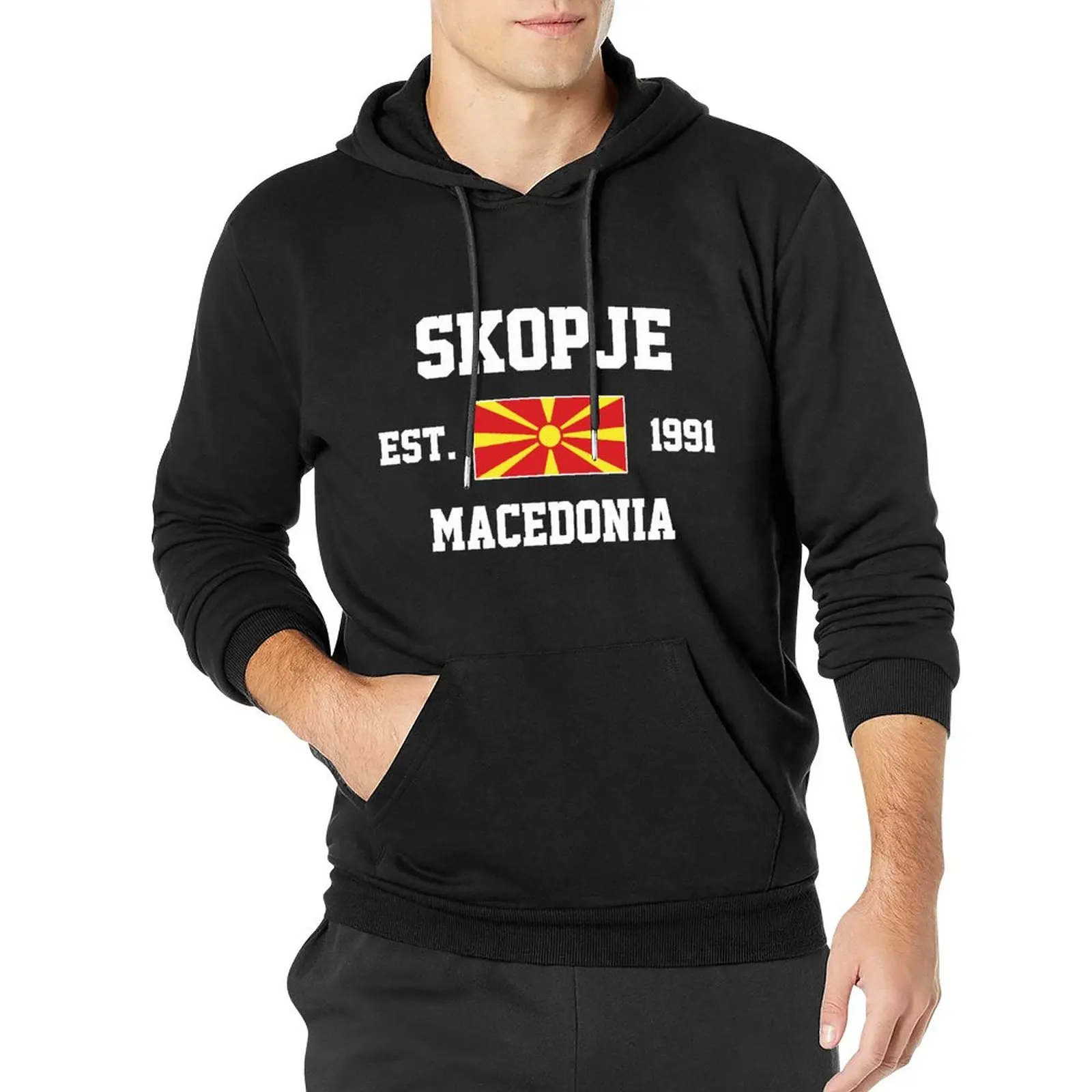 

Men Women Hoodies North Macedonia EST.1991 Skopje Capital Hoodie Pullover Hooded Hip Hop Sweatshirt Cotton Unisex