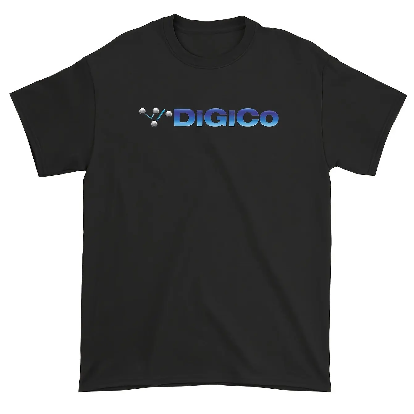 DiGiCo Herren- und Unisex-T-Shirt mit Logo-Print - Schwarz mit weißem Logo-Print, reguläre Passform, Rundhals, lässiges T-Shirt, Oversize-T-Shirt