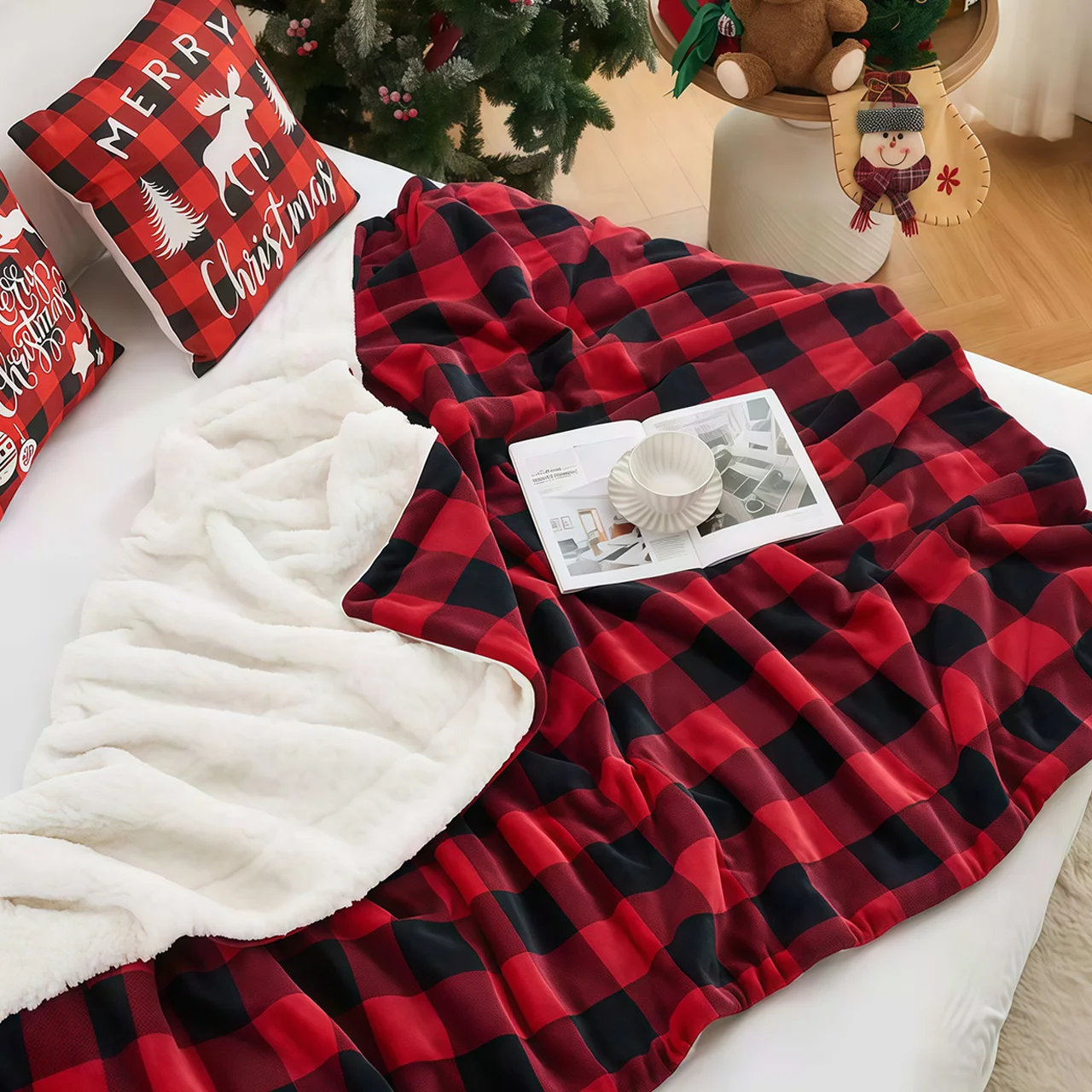 Sherpa Fleece Buffalo Plaid Blanket 3