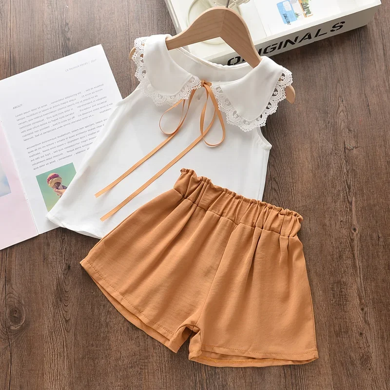 Melario Casual Girls Clothing Sets Summer Floral T-shirt Shorts Suit 2pcs Kids Clothes Set New Sleeveless Girls Boutique Outfits