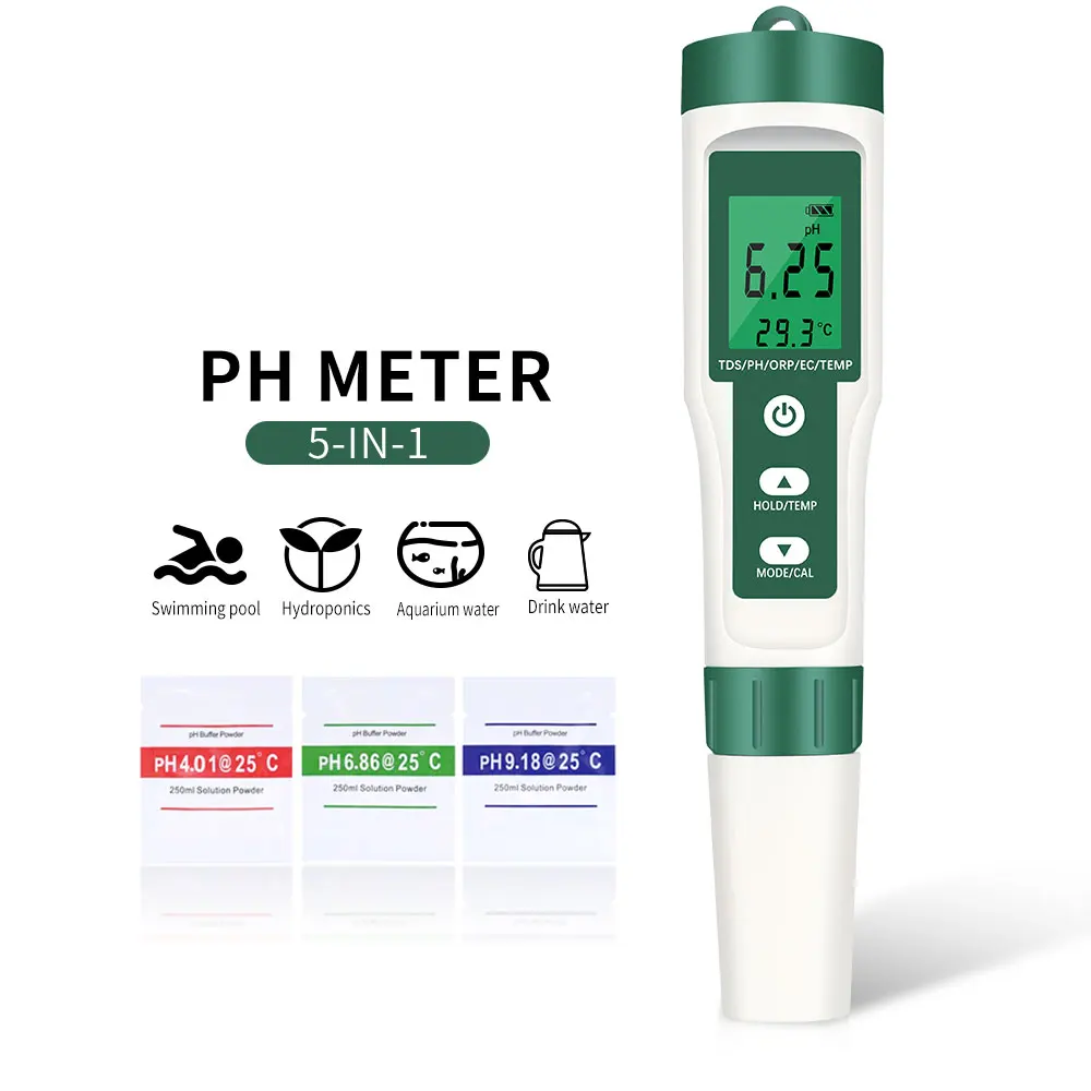 

5 в 1 PH TDS EC ORP измеритель температуры цифровой измеритель ОВП мониторинг Водонепроницаемый Многофункциональный тестер качества питьевой воды