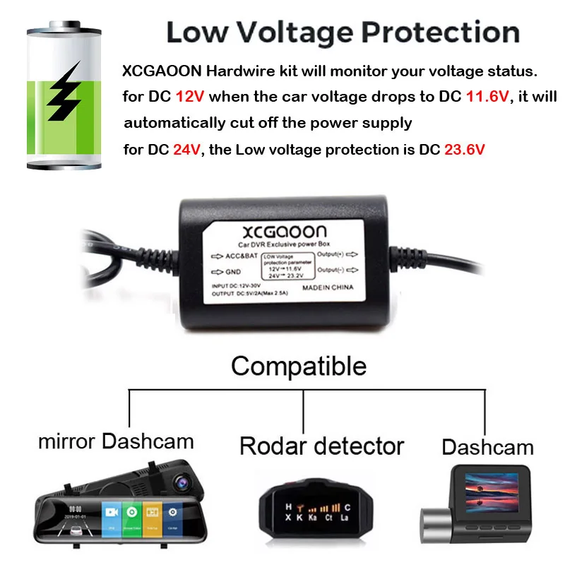 Car Charge Cable DC 12V to 5V 2A 3.1M Car Charge Cable for Dash Cam Camcorder Vehicle DVR