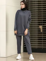 Printemps automne femmes ensembles musulmans hauts et pantalons longs tenue turquie 2 pièces ensemble adulte Eid al-adha décontracté jeunes filles Sport ensemble 5