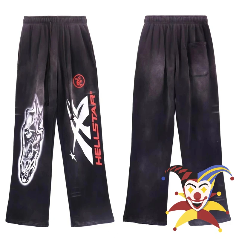 

Vintage Hellstar Sweatpants Men Women Star Logo Pants Drawstring Jogger Trousers
