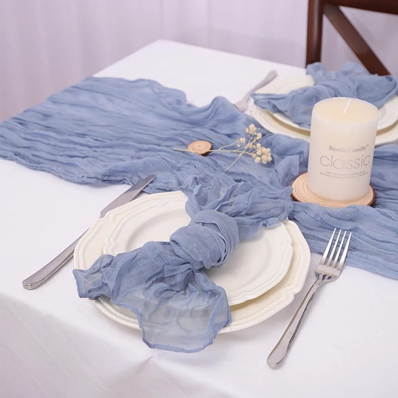 Event Designing Table Runner Cheese Cloth Gauze Crepe Rustic Wedding Party Decor Farmhouse Tabledecor House Warming Gift Easter 2