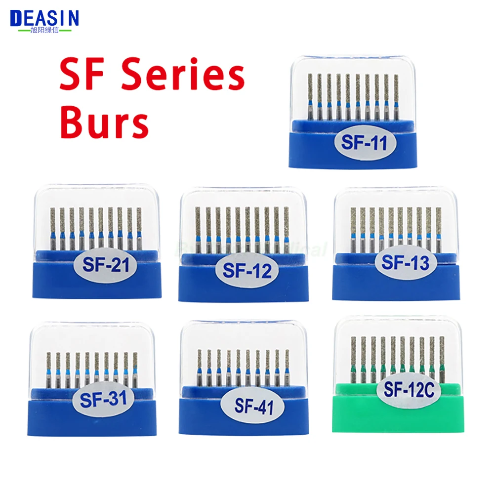 10/Pcs Dental Diamond Burs Drill for Teeth Polishing High Speed Handpiece FG 1.6M SF-11 SF-12C 2