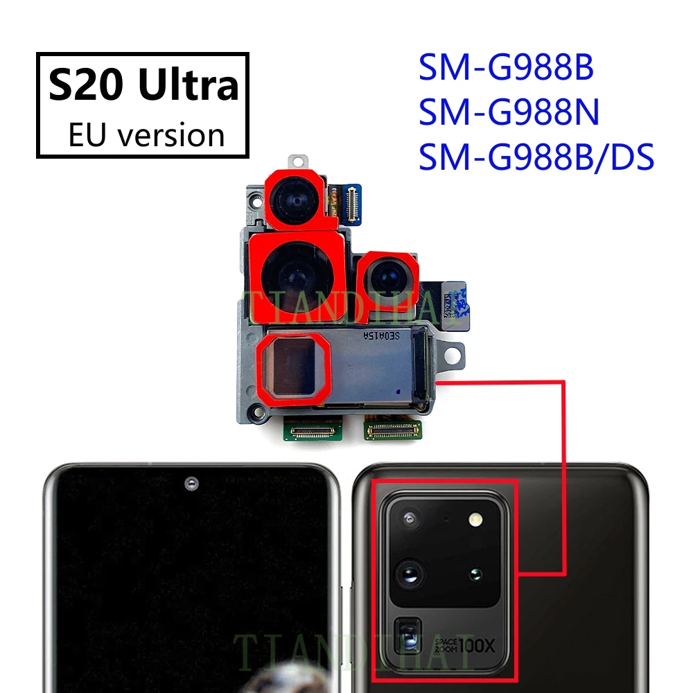 Main Front Camera For Samsung Galaxy S20 Ultra S20Ultra G988B G988U G988N 5G Rear Back Camera Module Flex Cable Parts