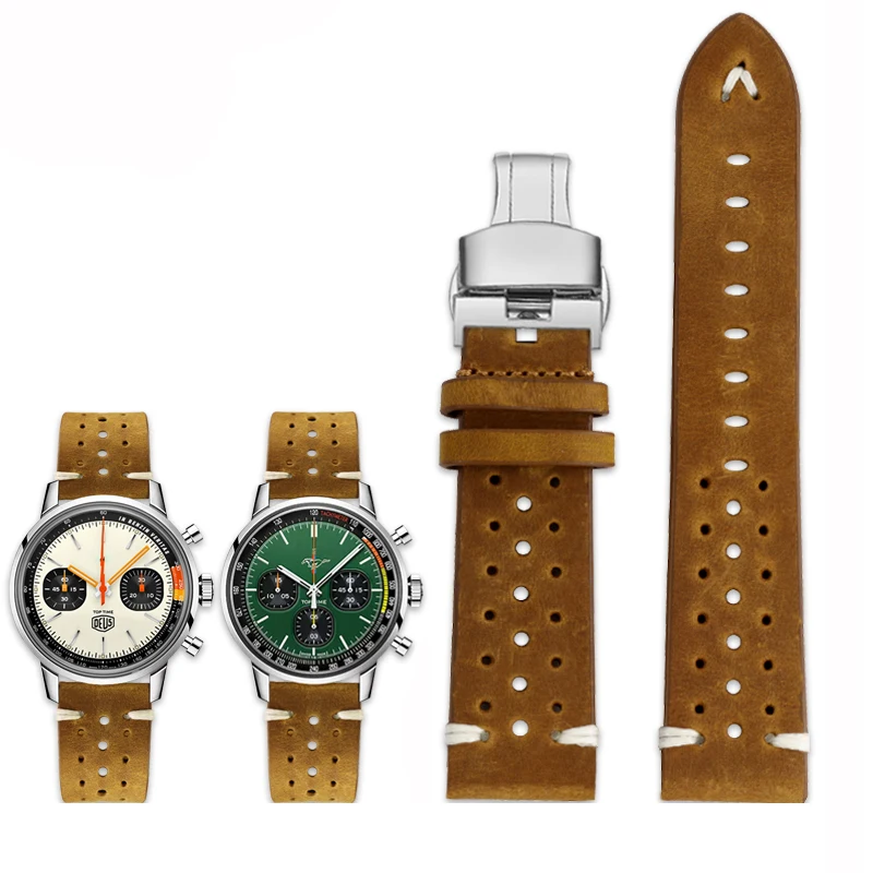 

20mm 22mm Vintage Genuine Leather Watchband for Citizen Seiko Hamilton Breitling Breathable Watch Belt Strap Bracelet Men Women