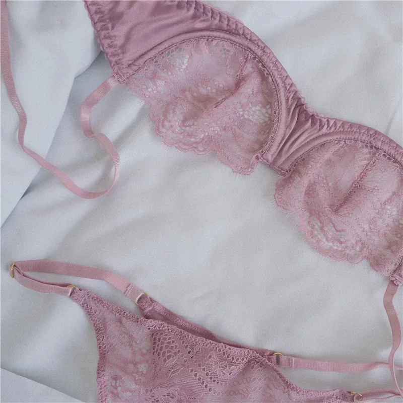 Intimo da donna Bralette Set Lingerie sexy Reggiseno erotico in pizzo Intimo femminile Reggiseno in pizzo Mutandine Reggiseno perizoma e set di slip - immagine 5