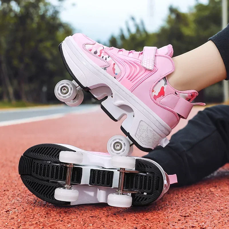 Children's Sports Roller Skates Transformer Shoes 4 Quad Wheel Skates Adult Runaway Shoes Student Transformer Wheels 5