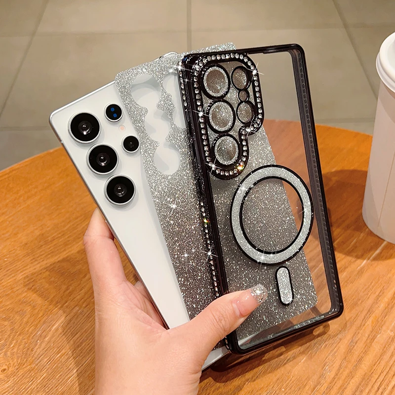 Luxury Gradient Glitter Plating Phone Case - Bling Magnetic Back Soft Cover