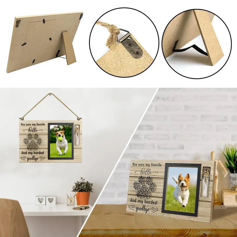 Pet Memorial Photo Frame Wood Pet Keepsake With Urns Bottle Dogs Ashes Dogs Loss Sympathy Gift Dog Dad Cat Mom Pet Memorial Stones