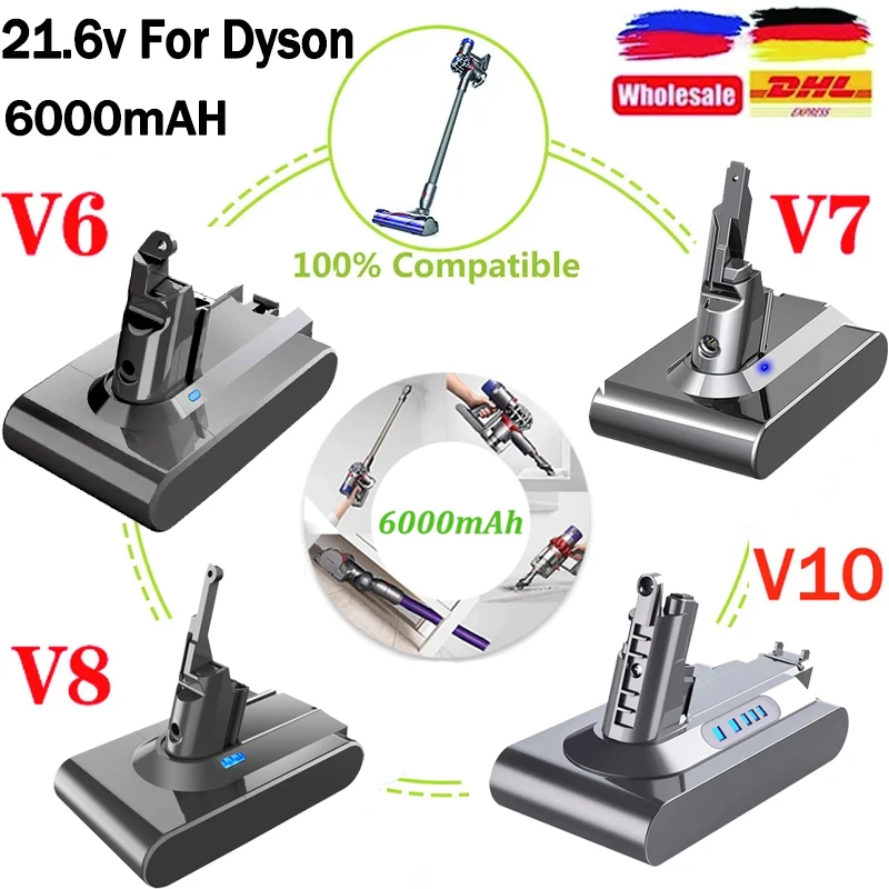Per Dyson Cleaner Battery 21.6V V6 V7 V8 V10 Dc31 Batteria Di Ricambio Sv09 Sv11 Sv10 Sv12 Dc45 Batterie Per Aspirapolvere Per Animali