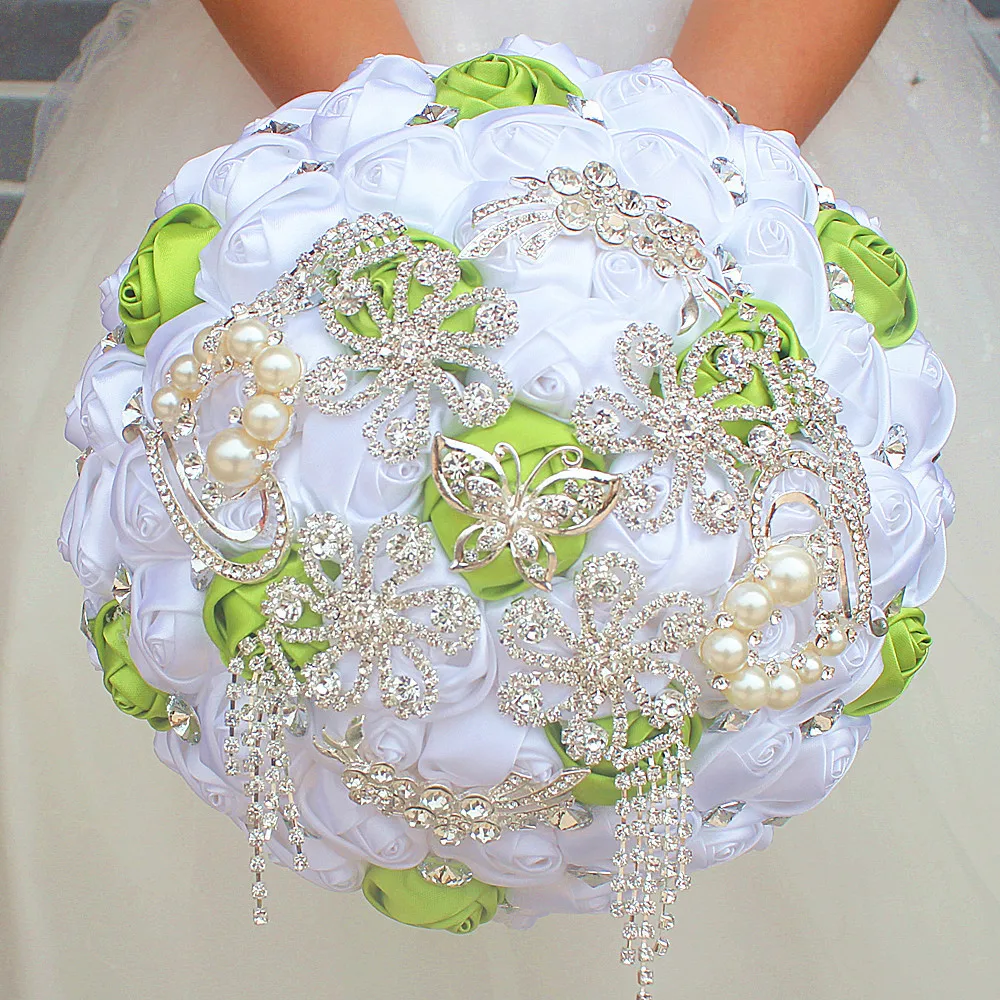 

Hot Sale Luxury Rhinestone Simulation Romantic Bouquet Handmade Silk Flowers Gorgeous Bride Bridesmaids Bouquet Wedding Supplies