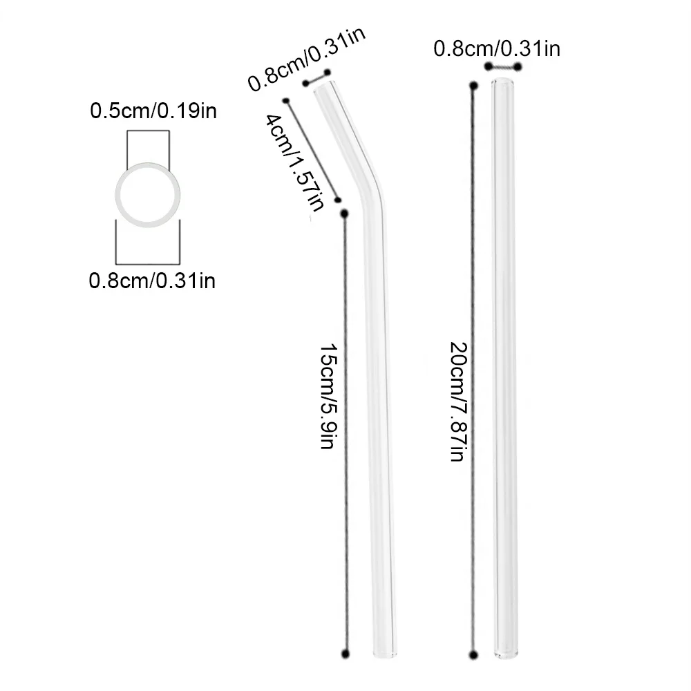 Eco-Friendly Reusable Glass Drinking Straws - Set of 12 for Smoothies & Cocktails