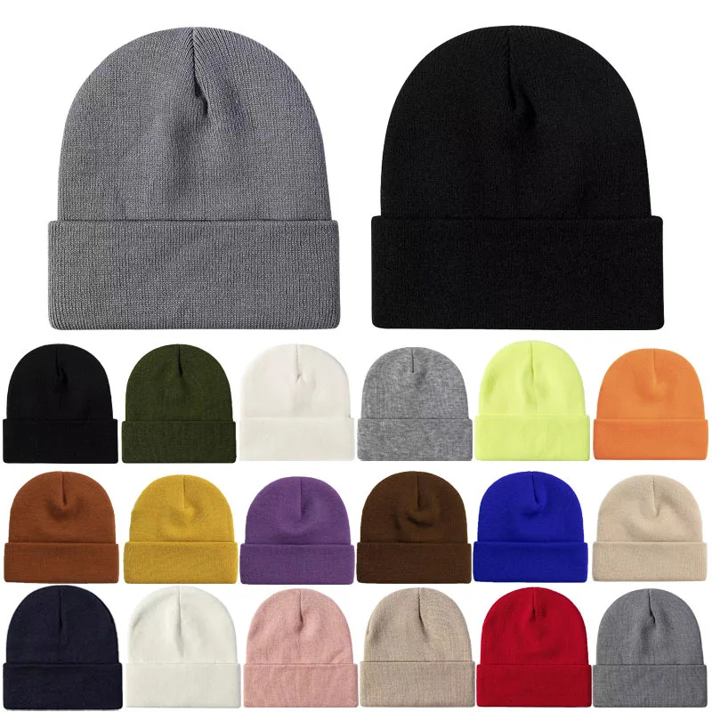 Solid Color Knitted Customizable Unisex Casual Warm Hat