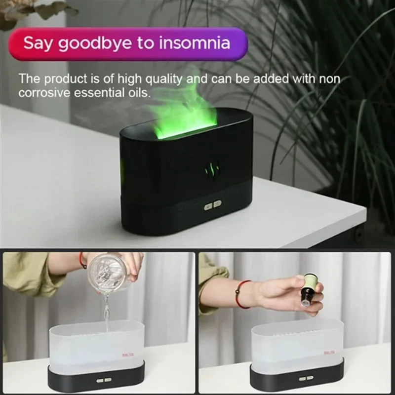 Ultrasonic Aroma Diffuser Air Humidifier Essential Oil Flame Lamp Cool Mist Maker With LED Light For Home Office Decor