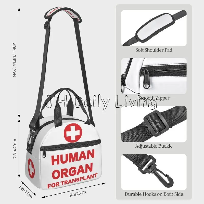 Funny Human Organ for Transplant Insulated Lunch Box Portable Reusable Cooler Tote Bag with Adjustable Shoulder Strap lunch bag,cooler bag