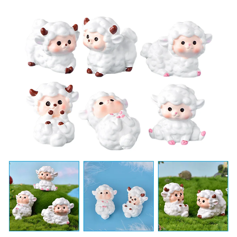 

6 Pcs Birds Sheep Model Simulation Decorations Garden Accessories Lovely Adornments Resin Crafts
