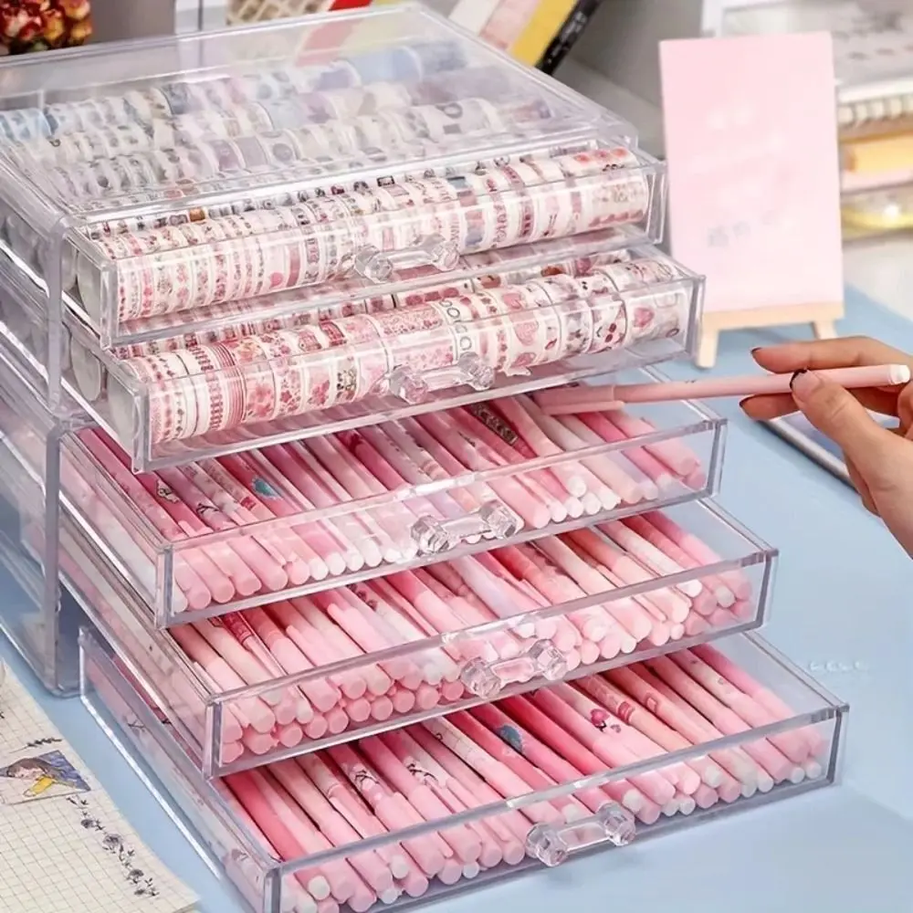Multifunction 3Layer Desk Pen Holder Transparent Acrylic Pencil Storage Box Display Clear Stationery Organizer Home Office