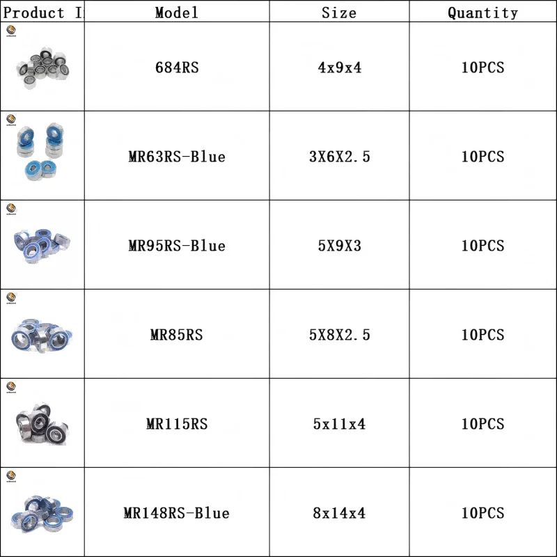 10Pcs F623 RS Bearing for VORON 0 3x10x4 ABEC-7 Voron 3D Flanged Bearing F623-RS Ball Bearings F623RS 3D Print Bearings ball bearings