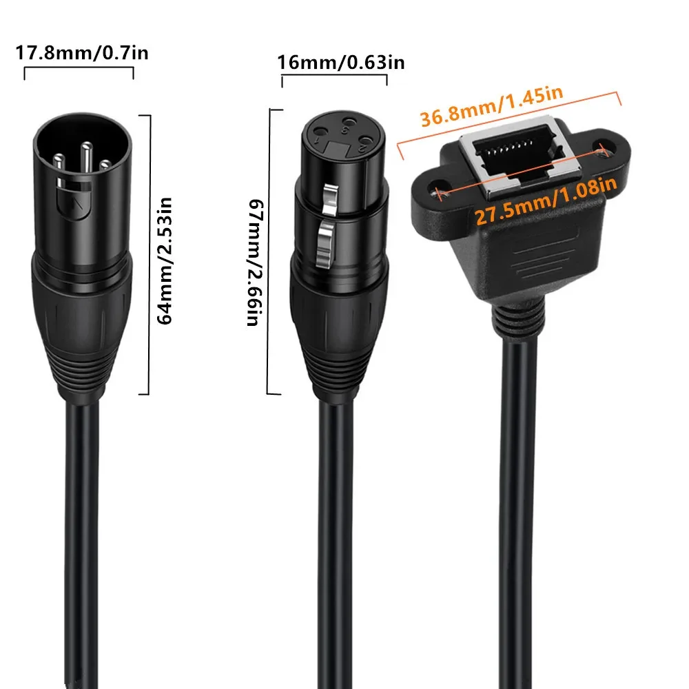 XLR 3핀 - RJ45 네트워크 케이블 어댑터 디지털 오디오 및 비디오 케이블 2코어 암형 신호선 DMX512 XLR - RJ45 커넥터 0.3M