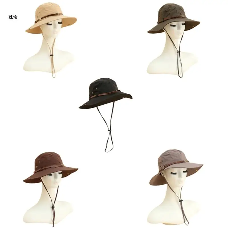 

X5QE UV Protective Fisherman Hat Adjust Foldable Visor Hat Women Camping Headwear