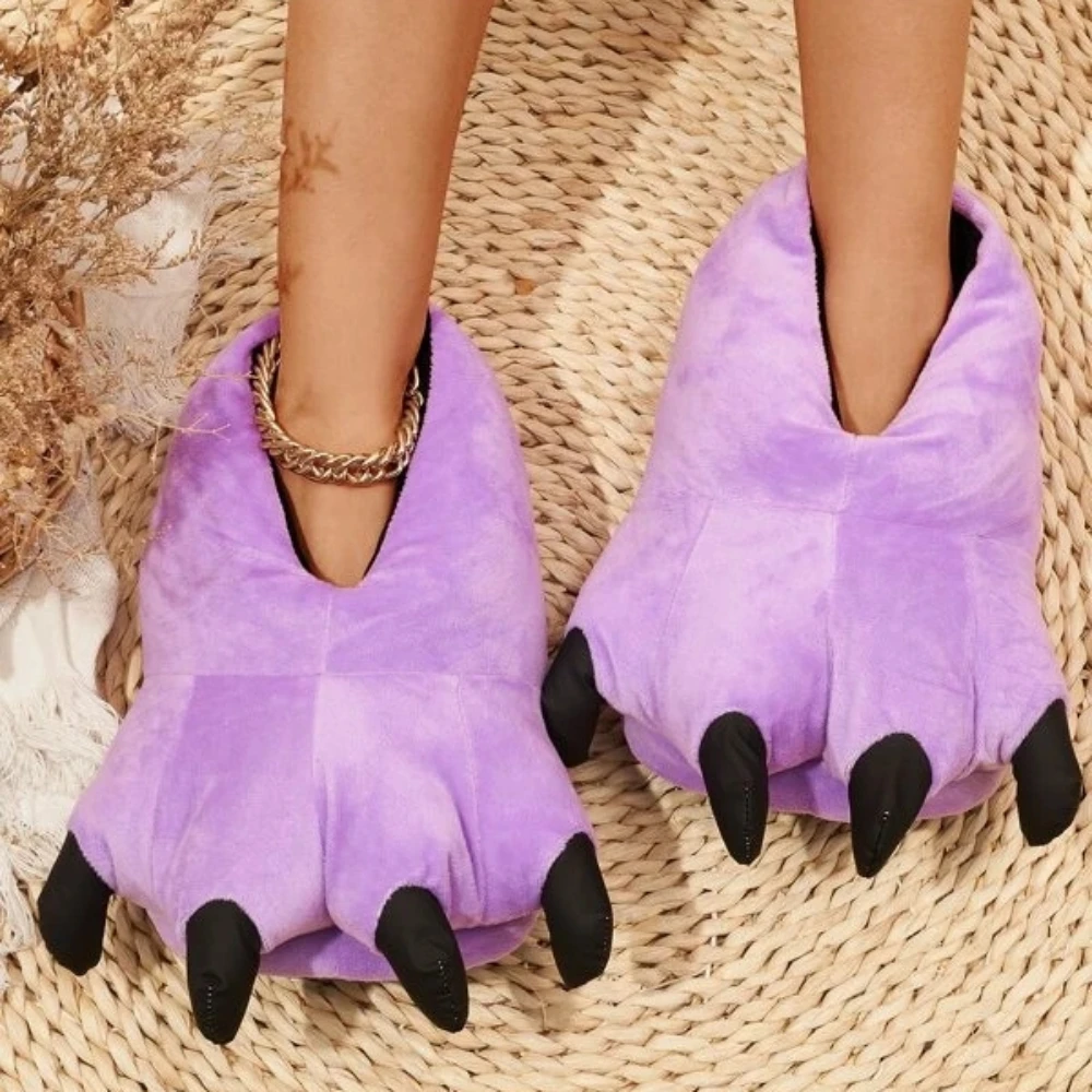 

Fun Cartoon Cosplay Dinosaur Claw Design Women's Indoor Slippers Silent Anti-slip Sole Warm Keeping Bedroom Shoes