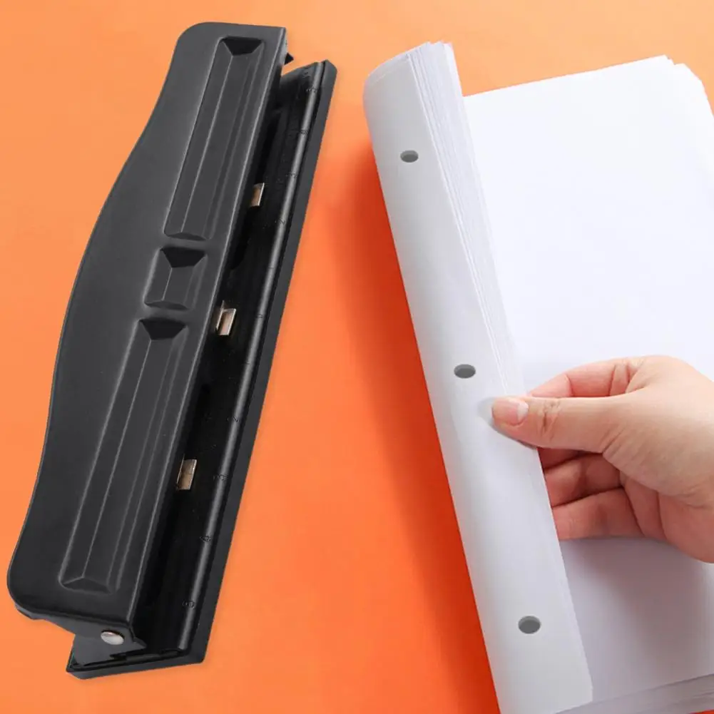 3 Hole Puncher Adjustable 8 Sheet Heavy Duty Metal Built-in Waste Chip Tray Anti-slip Base Desktop Manual Paper Punch