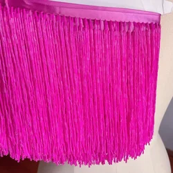 Elegant Grey Blue Tube Tassel Lace Trim with Beaded Embellishments - 15CM Wide for Wedding and Evening Dresses (Bright Rose Red 15CM)