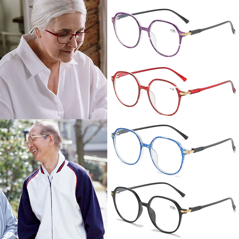 Round Frame Reading Glasses Men Women Presbyopic Big Size Diopter