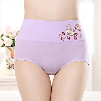1Pcs High Rise Panties Women Cotton Underwear Plus Size Briefs Print Floral Underwear Soft Underpants Sexy Lingeries for Female 1