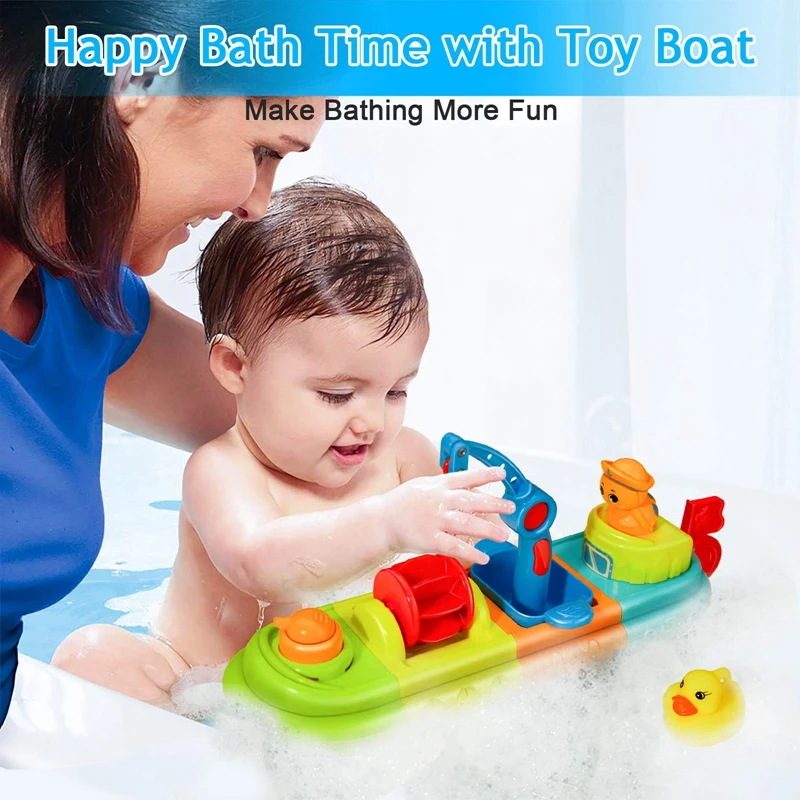 Baby Bath Toys For Toddlers Fun Kids Bathtub Toys Wind Up Toy Boat For Water Play Spray Toys With Duck And Turtle 2