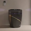 New Design P Trap Automatic One Piece Black-gold Bidet Best Sell Coloured Smart Toilet with Intelligent Voice Control 3