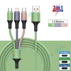 Universal 3 - in - 1 Fast Charging USB Cable - 2.4A Max - About 1.2m (A to 3 - In - 1 Mixed - S)