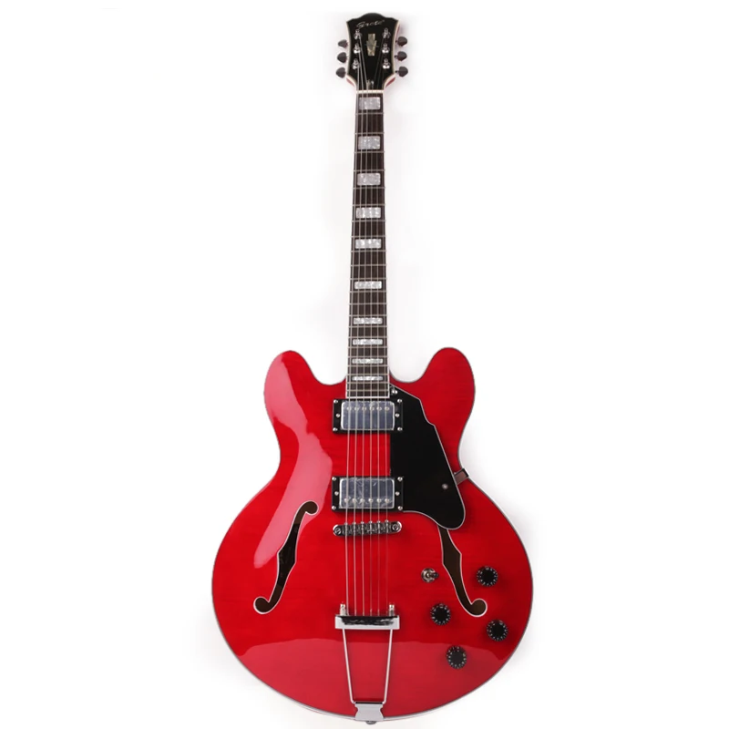 Good quality jazz hollow body f hole red double cutaway ES335 electric guitar